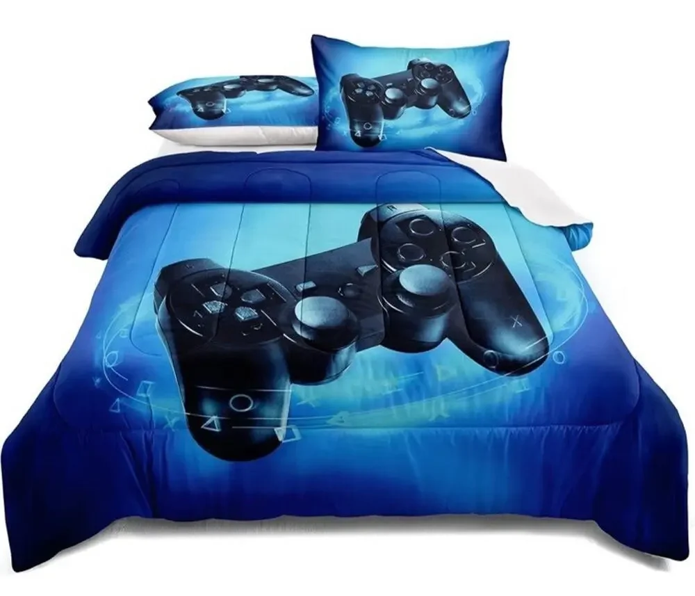 3 Pcs Full Size Bedding Set, Gaming Comforter Pillow Case Set for Boys Teens NIB